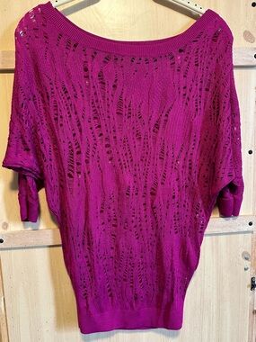 Express Fuchsia Open Knit Dolman Top